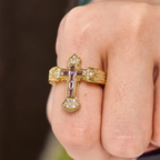 Cross Ring with Cubic Zirconia Accents | Gold and Silver-Tithesource-