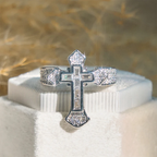 Cross Ring with Cubic Zirconia Accents | Gold and Silver-Tithesource-Silver-6-