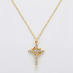 Crown Cross Pendant Necklace | Classic Steel Chain