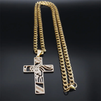 Crown of Thorns Jesus Cross Necklace for Men Stainless Steel