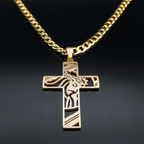 Crown of Thorns Jesus Cross Necklace for Men Stainless Steel