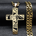 Crown of Thorns Jesus Cross Necklace for Men Stainless Steel