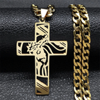 Crown of Thorns Jesus Cross Necklace for Men Stainless Steel
