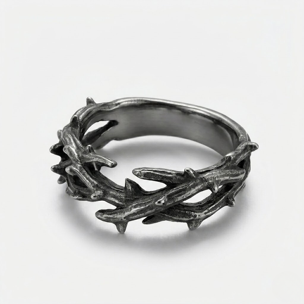 Crown of Thorns Ring Jesus Christian Faith Stainless Steel Band Ring Men-Tithesource-