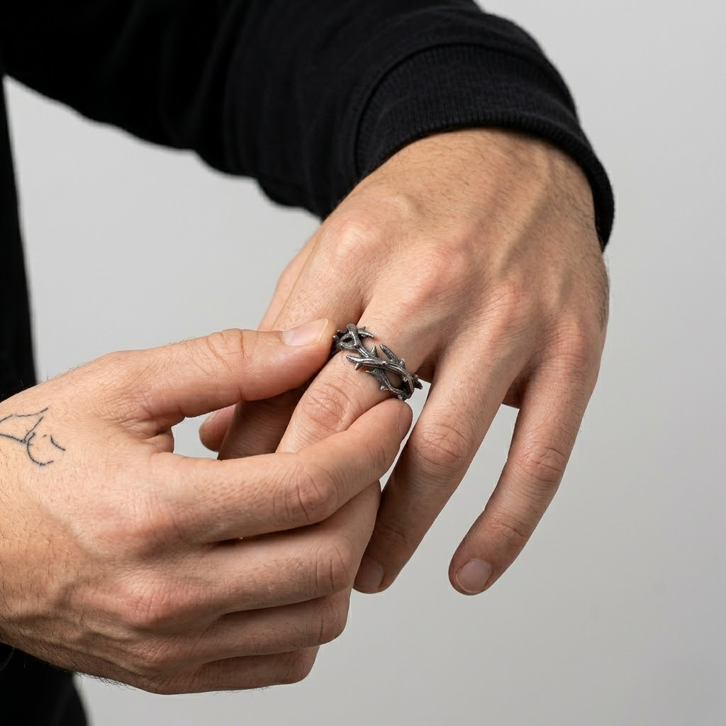 Crown of Thorns Ring Jesus Christian Faith Stainless Steel Band Ring Men-Tithesource-