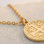 Crusader Cross Necklace Pendant Christian Protection Stainless Steel Gold Baptism-Tithesource-