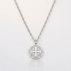 Crusader Cross Necklace Pendant Christian Protection Stainless Steel Gold Baptism-Tithesource-