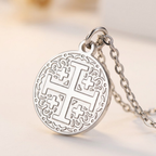 Crusader Cross Necklace Pendant Christian Protection Stainless Steel Gold Baptism-Tithesource-