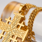 Crusader Cross Pendant Necklace Five Fold Christian Faith Stainless Steel Men Women-Tithesource-