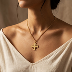 Crusader Cross Pendant Necklace Five Fold Christian Faith Stainless Steel Men Women-Tithesource-