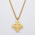 Crusader Cross Pendant Necklace Five Fold Christian Faith Stainless Steel Men Women-Tithesource-Gold-