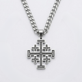 Crusader Cross Pendant Necklace Five Fold Christian Hip Hop Stainless Steel Cuban Chain Men-Tithesource-