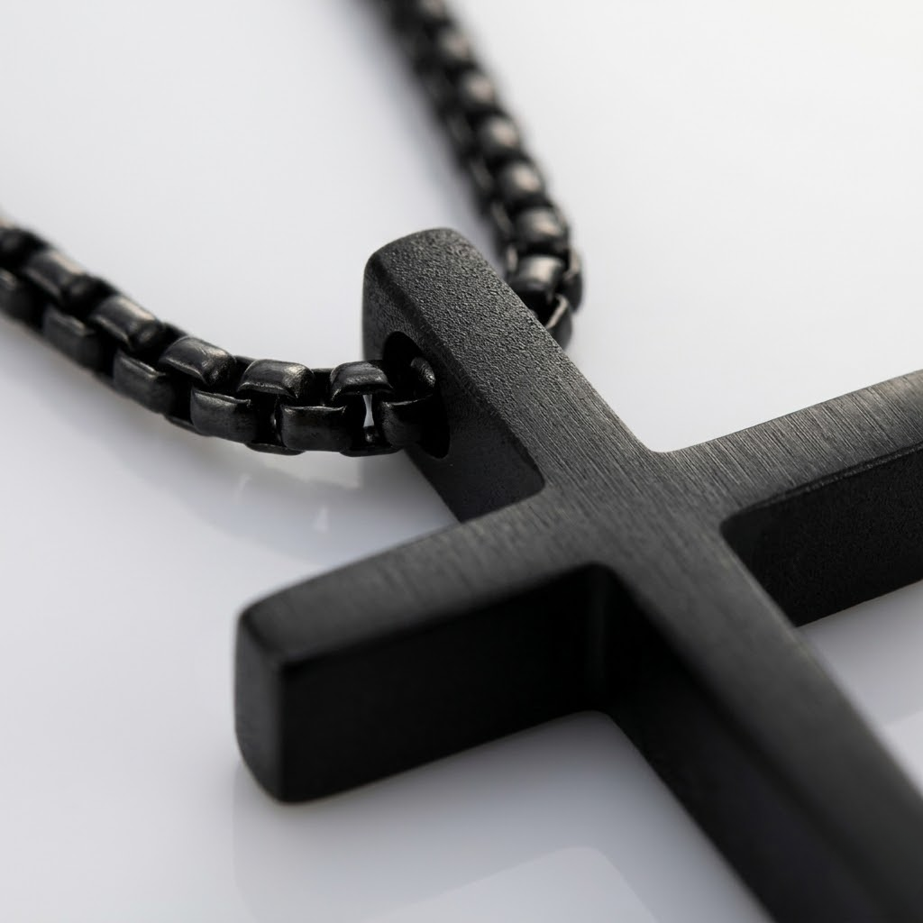 Crusader Cross Plain Pendant Necklace | Stainless Steel Box Chain
