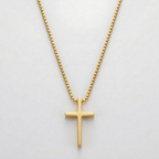 Crusader Cross Plain Pendant Necklace | Stainless Steel Box Chain