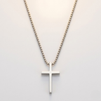 Crusader Cross Plain Pendant Necklace | Stainless Steel Box Chain