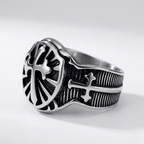 Crusader Cross Ring Knights Templar Shield Sword Stainless Steel Signet Ring Men-Tithesource-