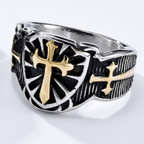 Crusader Cross Ring Knights Templar Shield Sword Stainless Steel Signet Ring Men-Tithesource-