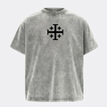 Crusader Cross T-Shirt Grey | Christian Streetwear-Tithesource-Grey-S-