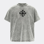 Crusader Cross T-Shirt Grey | Christian Streetwear-Tithesource-Grey-S-
