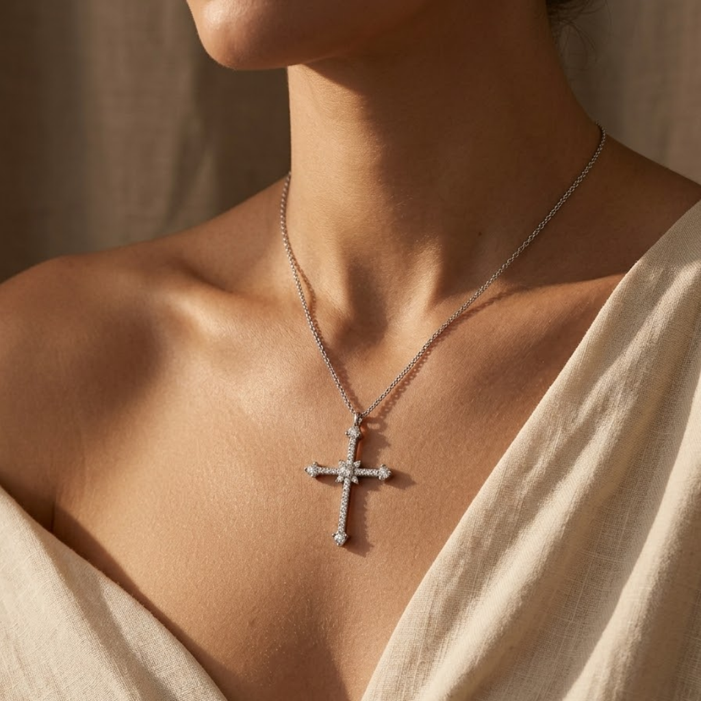Cubic Zirconia Cross Necklace for Women | Ice Pendant