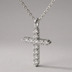 Cubic Zirconia Cross Pendant Necklace | Classic Stainless Steel Chain