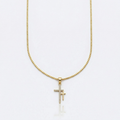 Cubic Zirconia Double Cross Pendant Necklace | Gold Plated