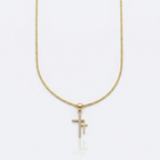 Cubic Zirconia Double Cross Pendant Necklace | Gold Plated