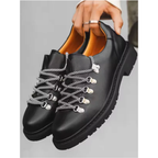 Derby Shoes Men Leather Lace Up Chunky Soles