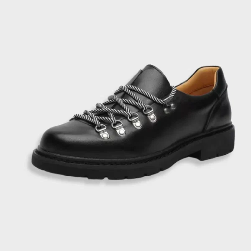 Derby Shoes Men Leather Lace Up Chunky Soles