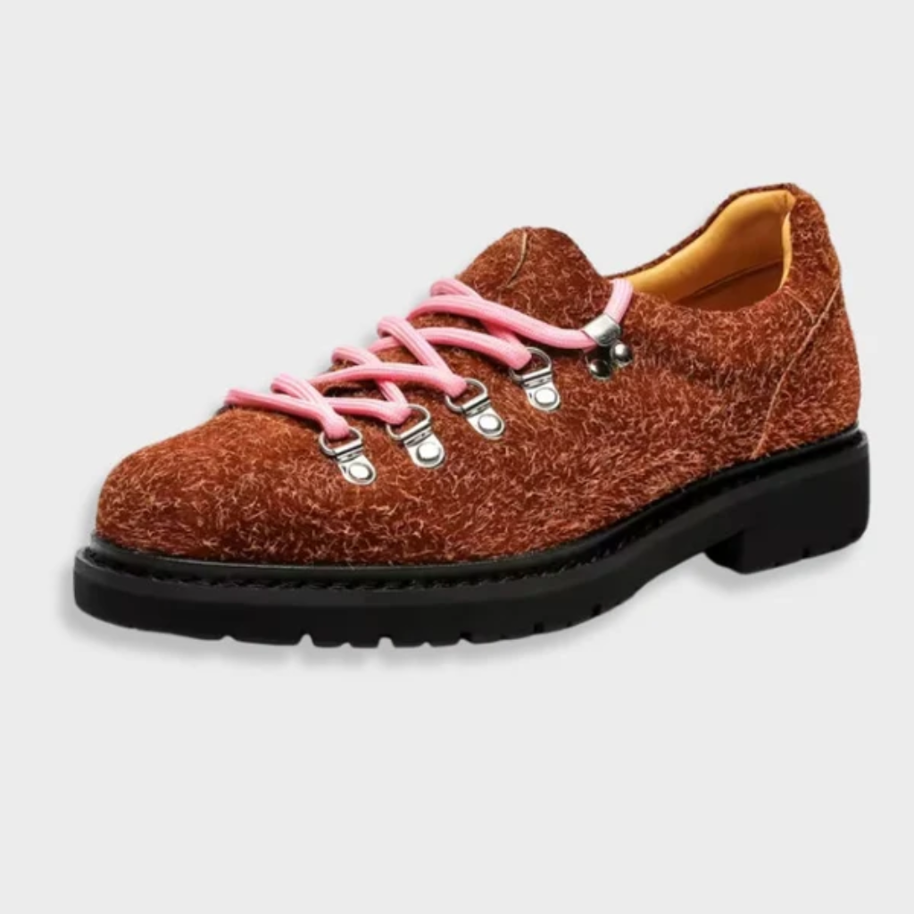 Derby Shoes Men Leather Lace Up Chunky Soles
