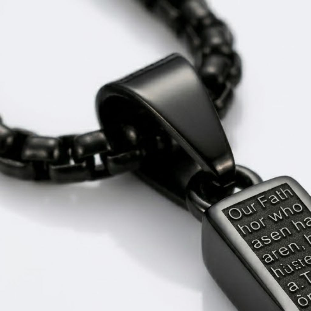 Engraved Cross Pendant Chain Necklace