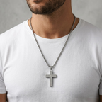 Engraved Cross Pendant Chain Necklace