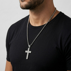Engraved Cross Pendant Chain Necklace