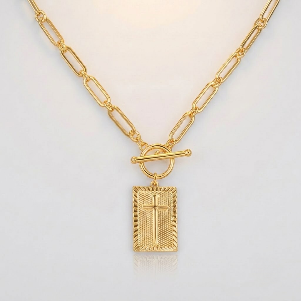 Eternal Cross Pendant Necklace | Women-Tithesource-Gold-