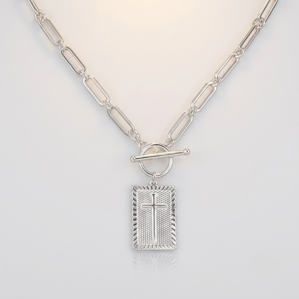 Eternal Cross Pendant Necklace | Women-Tithesource-Silver-
