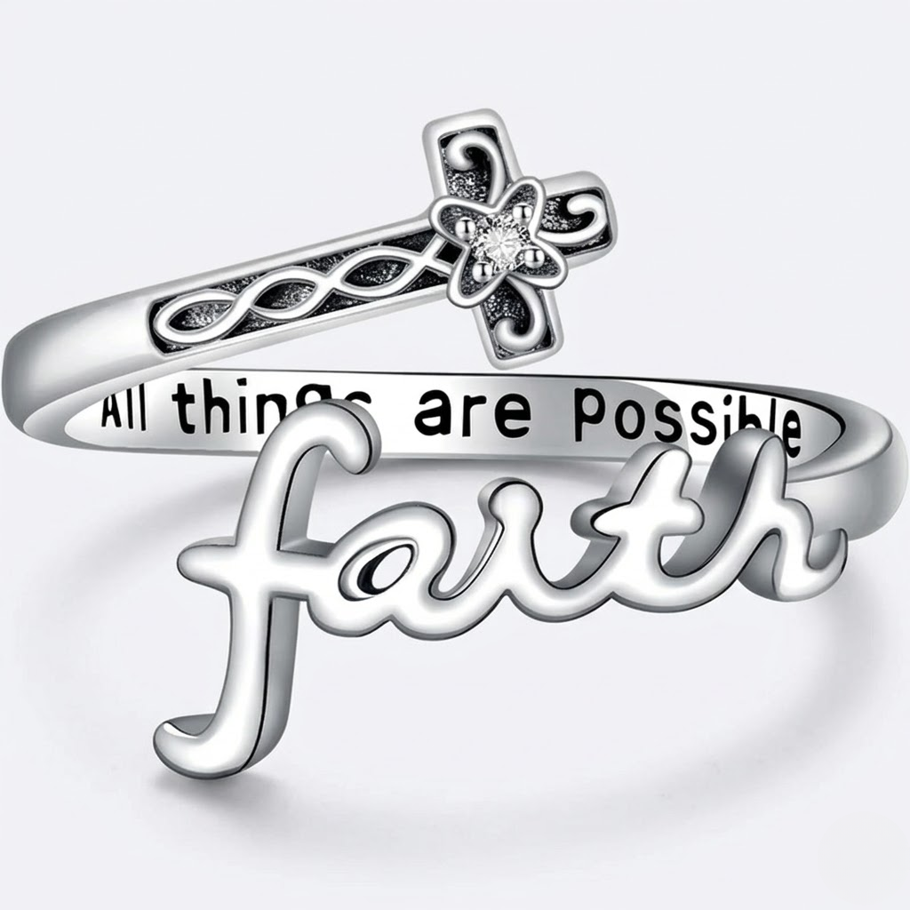 Faith Cross Adjustable Ring | Christian Jewelry