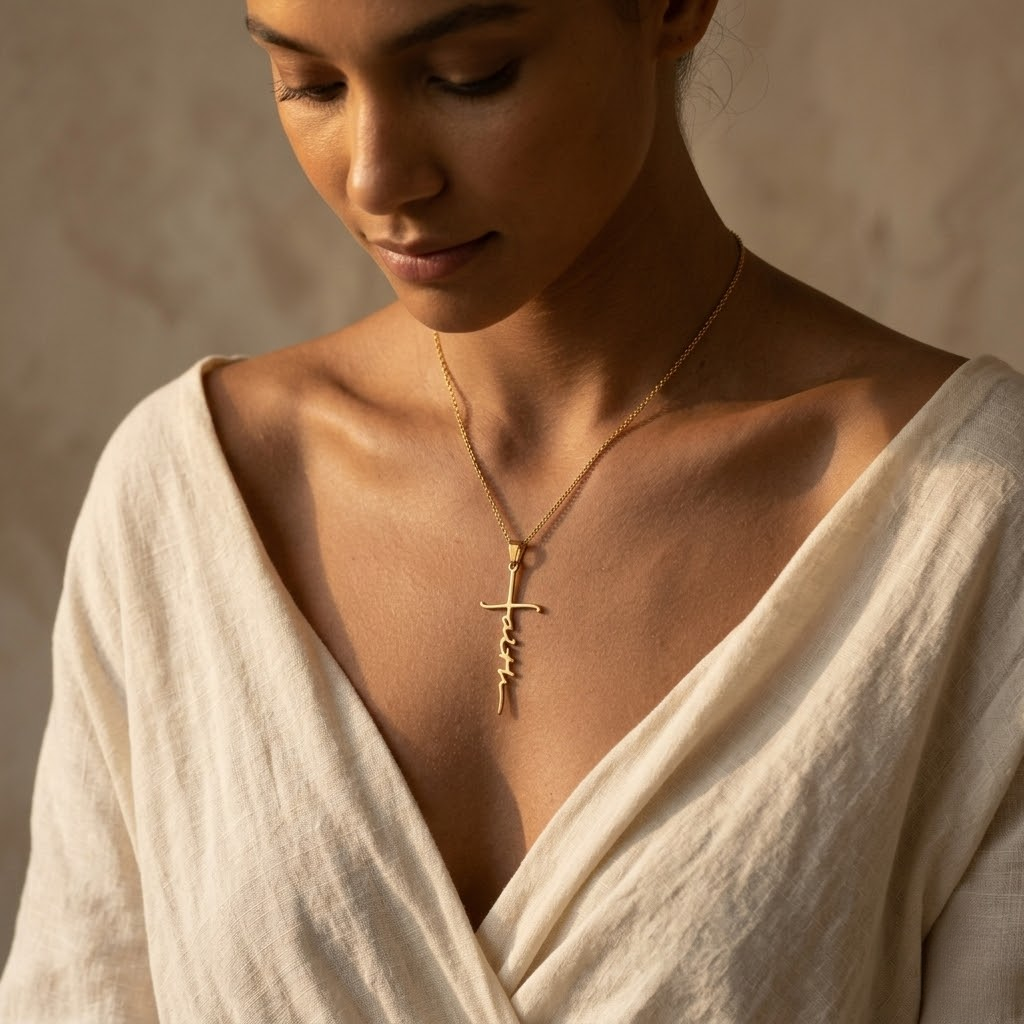 Faith Cross Pendant Chain Necklace