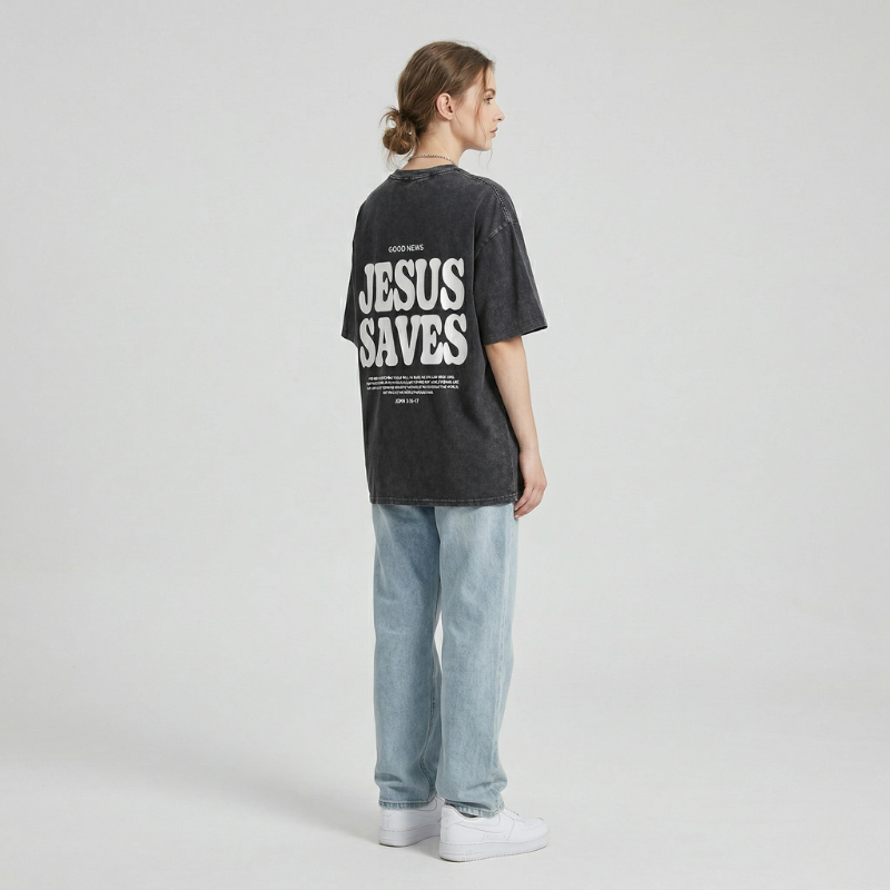 Faith Over Fear Bible Verse Vintage Washed T-Shirt | Y2K Oversized