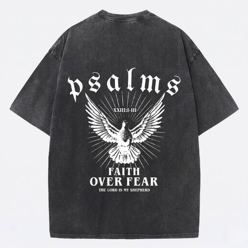 Faith Over Fear Bible Verse Vintage Washed T-Shirt | Y2K Oversized