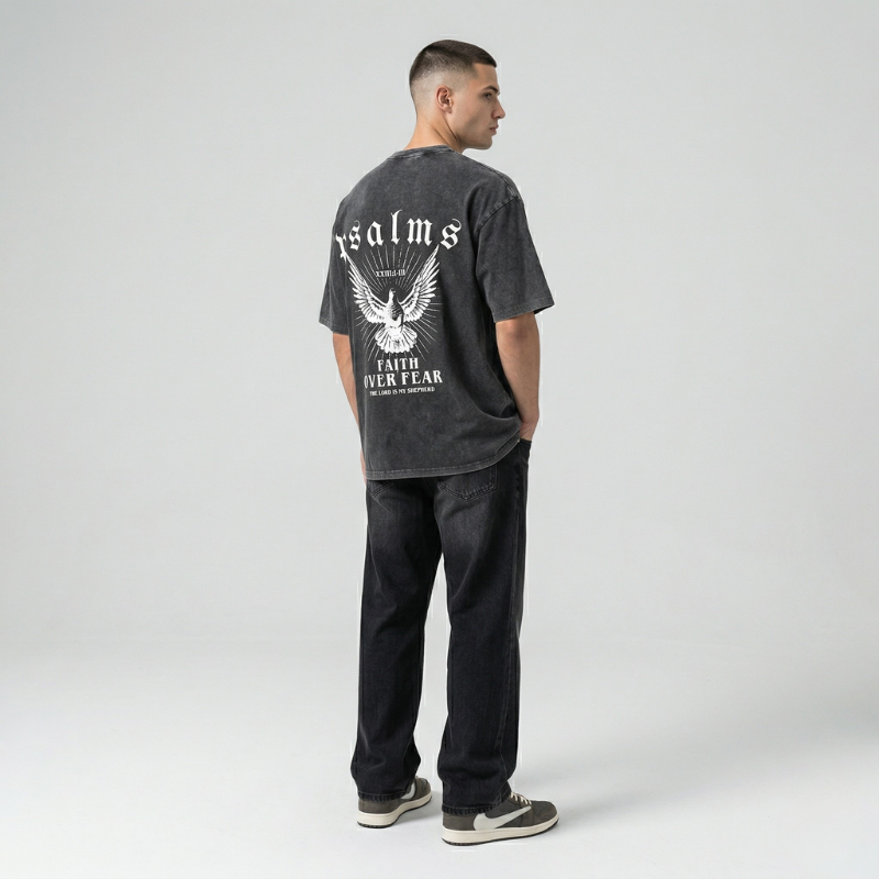 Faith Over Fear Bible Verse Vintage Washed T-Shirt | Y2K Oversized