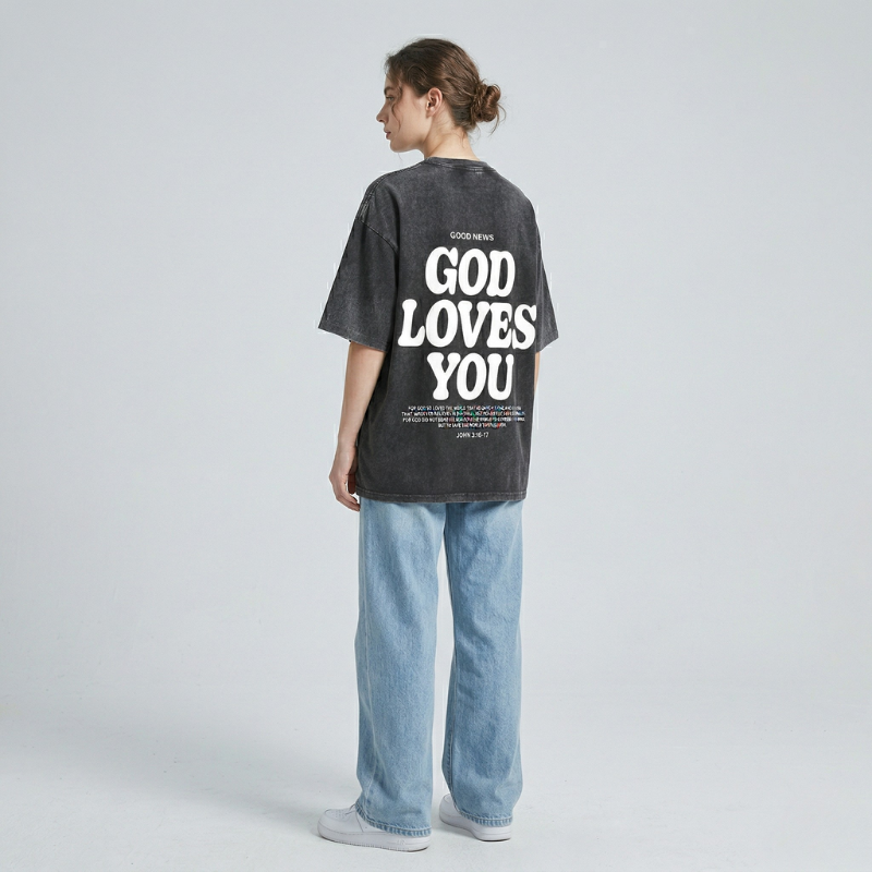 Faith Over Fear Bible Verse Vintage Washed T-Shirt | Y2K Oversized