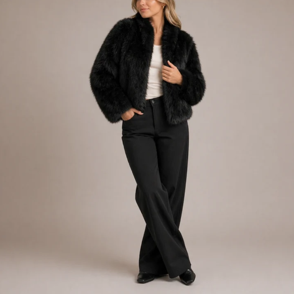 Faux Fur Coat Round Neck Soft Fit Women