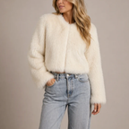 Faux Fur Coat Round Neck Soft Fit Women