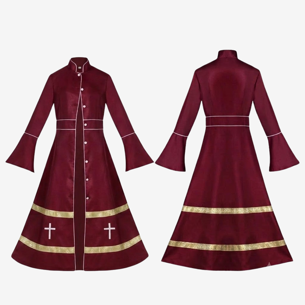 Flared Sleeves Cassock with Cross Motifs & Ritual Aesthetic-Tithesource-