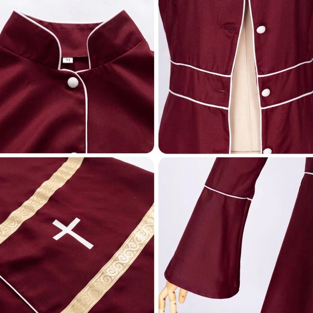 Flared Sleeves Cassock with Cross Motifs & Ritual Aesthetic-Tithesource-