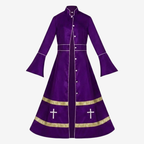 Flared Sleeves Cassock with Cross Motifs & Ritual Aesthetic-Tithesource-Purple-S-