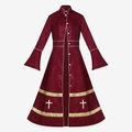 Flared Sleeves Cassock with Cross Motifs & Ritual Aesthetic-Tithesource-Red-S-