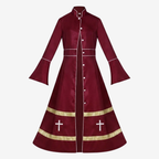 Flared Sleeves Cassock with Cross Motifs & Ritual Aesthetic-Tithesource-Red-S-