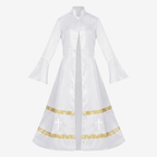 Flared Sleeves Cassock with Cross Motifs & Ritual Aesthetic-Tithesource-White-S-