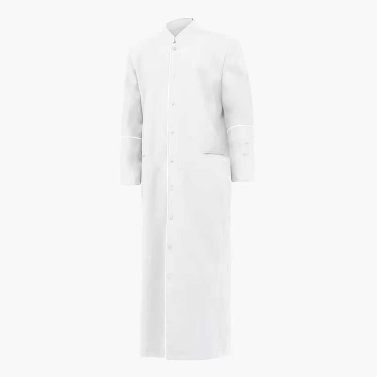 Formal Stand Collar Clergy Robe Cassock with White Cross and Ritual Dignity